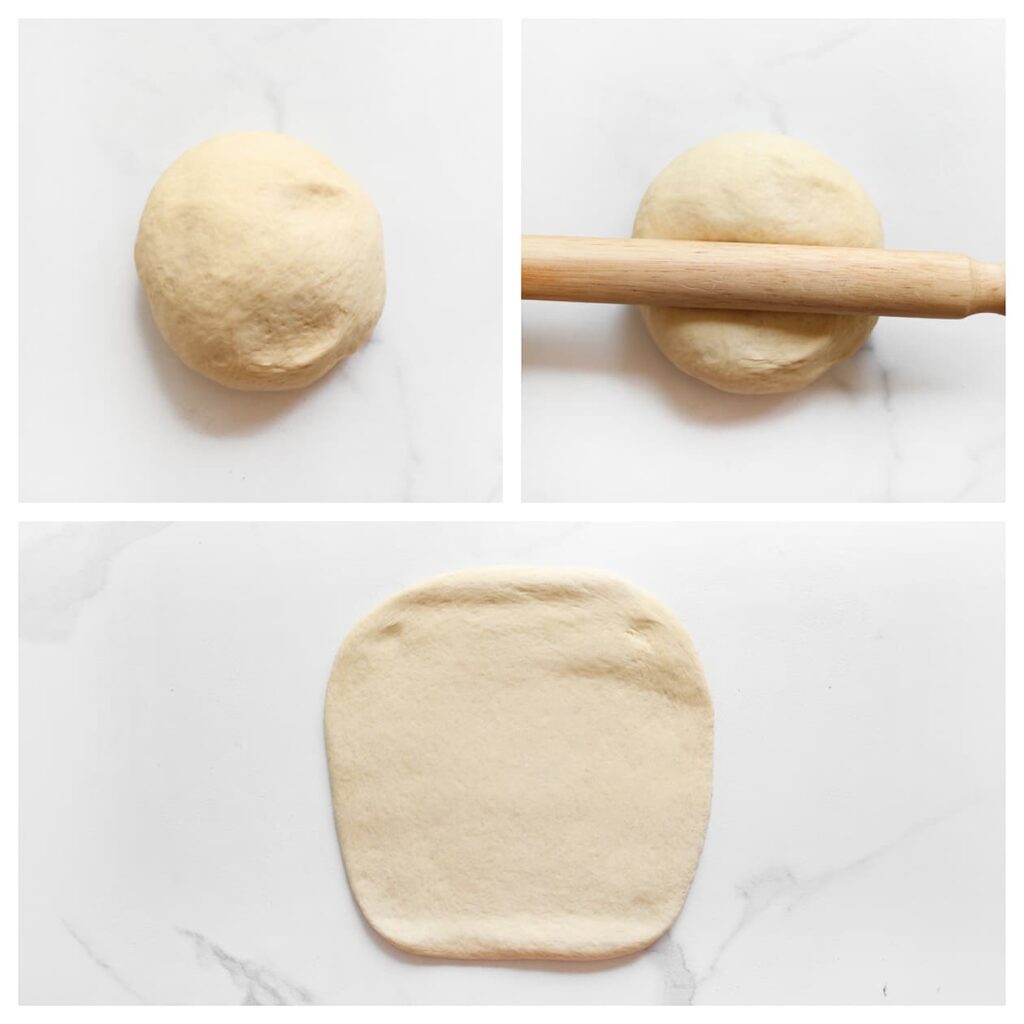 Rol een bol uit tot een rechthoekige lap. 