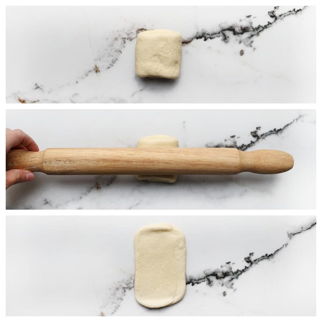 Rol het pakketje uit tot een rechthoek. 