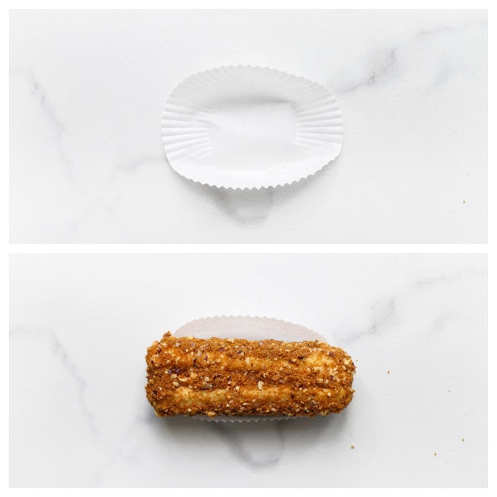 Plaats elk gebakje op een papiertje. 