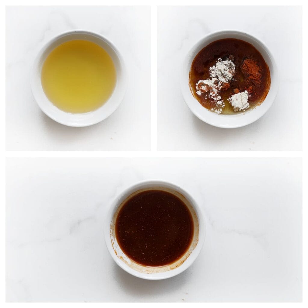 Meng in een kom de zonnebloemolie, cayennepeper, uienpoeder, zwarte peper en paprikapoeder. Zet apart.